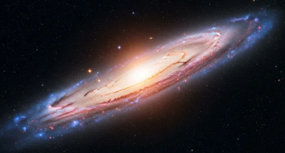 Imagem de buracos negros que são, exibindo um buraco negro supermassivo central em uma galáxia espiral, com disco de acreção brilhante e jatos cósmicos vibrantes