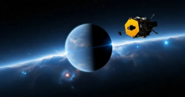 Representação do telescópio James Webb capturando um planeta oceânico com sinal de vida detectado pela NASA detecta sinal vida